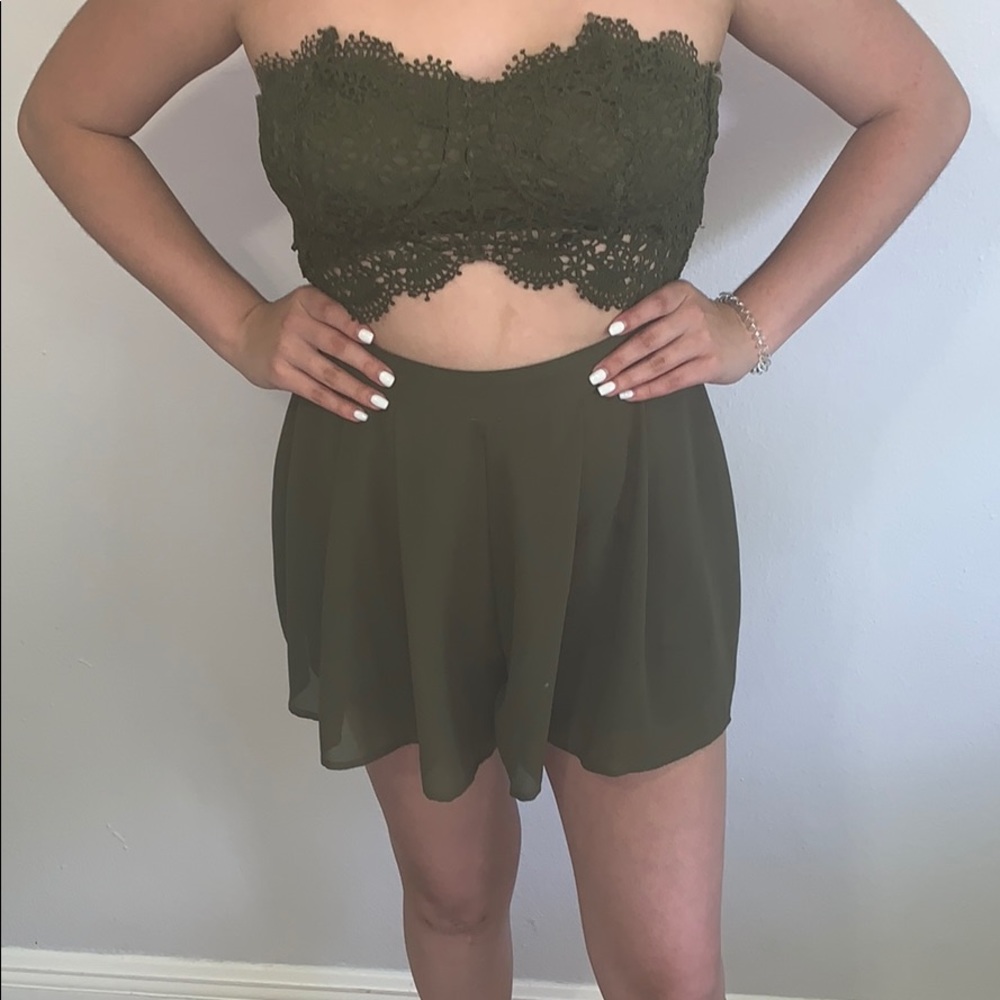 Hunter green Romper
